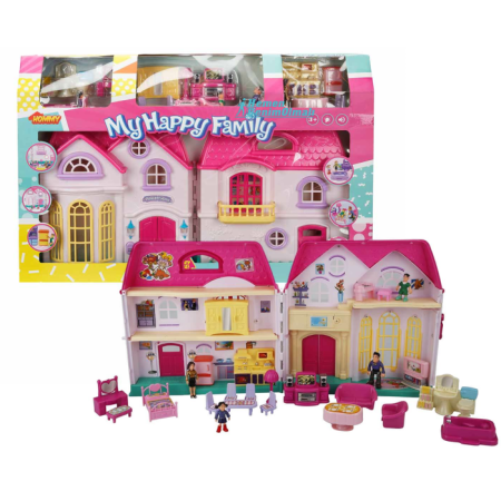 Hommy Ev Sesli ve Işıklı 2 Katlı 4 Kişilik Ev Oyun Seti