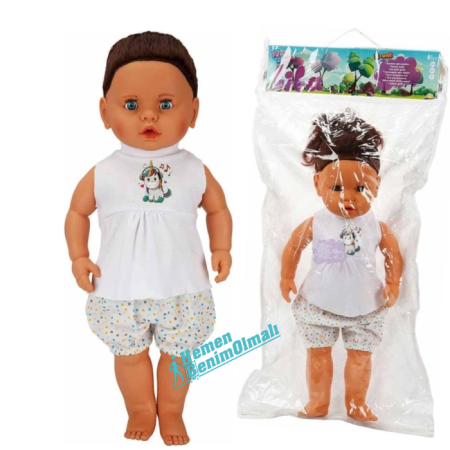 Oyuncak Bebek Uzun Saçlı Et Bebek Unicorn Desenli Tshirt