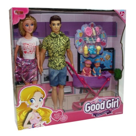 Oyuncak Anne ve Baba İkizleri Olan Aile Bebek 29 Cm