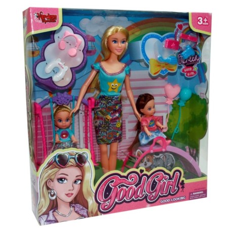 Oyuncak 2 Çocuklu Anne Bebek Parkta Oyun Seti 29 Cm