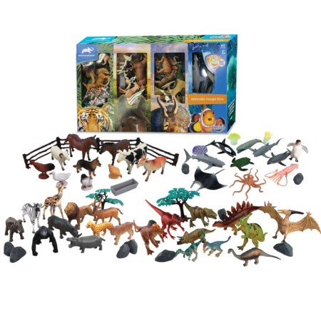 Animal Planet Vahşi, Çiftlik, Okyanus ve Dinozor Hayvanları Seti 60 Parça