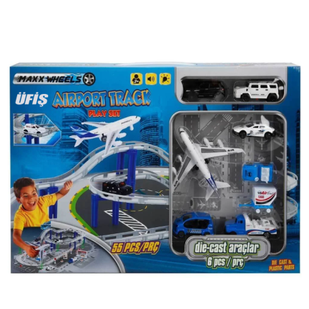 Oyuncak Sesli ve Işıklı Havaalanı ve Araba Pisti 55 Parça 