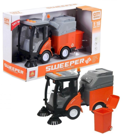 Oyuncak Sesli Işıklı Temizlik Aracı Çöps Kamyonu  1:16 Sürtmeli 