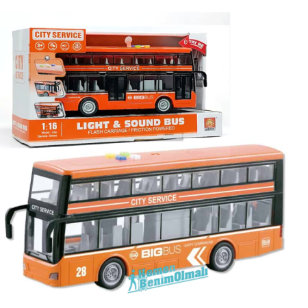 CITY Servıce 1:16 Sürtmeli Sesli Işıklı Çift Katlı Turist Otobüsü