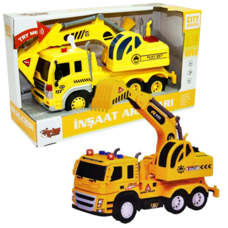 City Service Oyuncak Sürtmeli Sesli Işıklı  Kamyon Mikser, Kamyon Kazıcı 1:16
