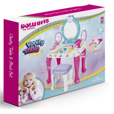 Unicorn Ayaklı Makyaj Masası Ve Sandalye Seti