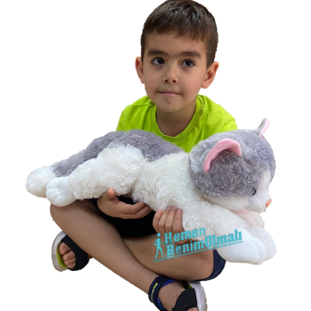 Peluş Oyuncak Yatan Kedi Sesli 46 cm 