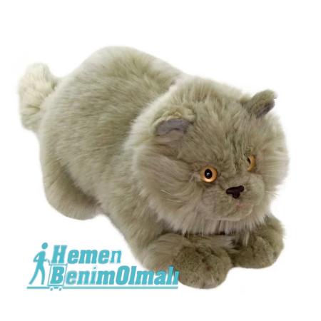 Animals Of The World Peluş Yatan Kedi Gri 26 cm