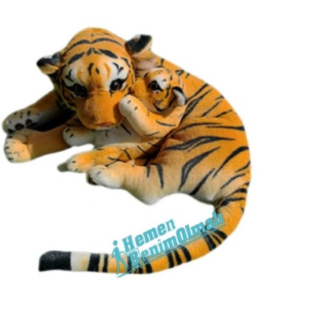  Pelüş kaplan Yavrulu 90 cm