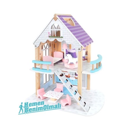  Ahşap Oyuncak Oyun Evi 2 Katlı T2011