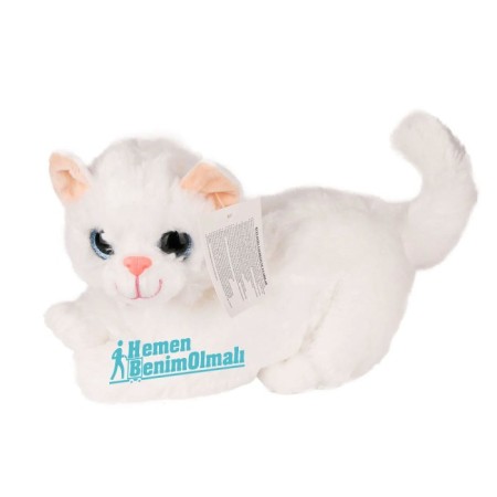 Peluş Mivaylayan  Beyazı Sevimli Kedi 25cm