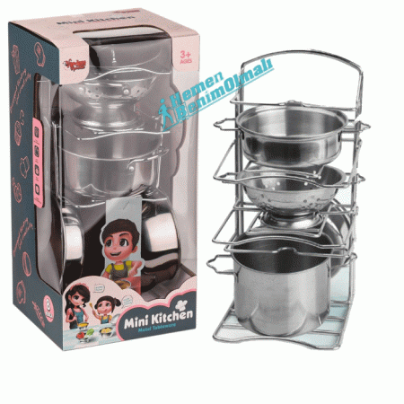 Oyuncak Çelik Tencere tava Seti 7 Parça