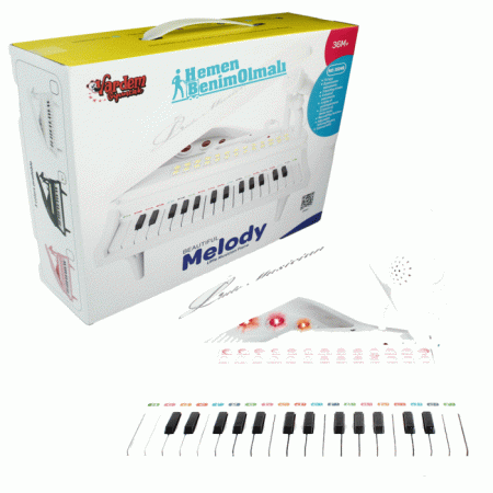 Vardem Pilli Sesli Işıklı Küçük Piyano Beyaz Pembe