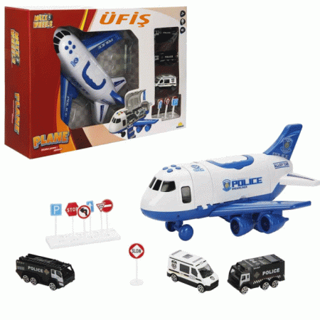  Maxx Wheels Sesli ve Işıklı Sürtmeli Polis Uçağı 4347