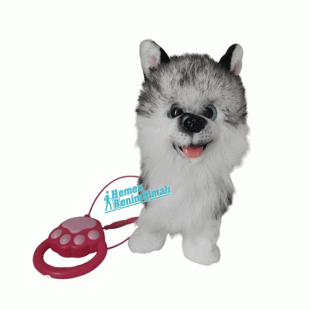 Peluş Tasmalı Yürüyen Havlayan Husky Köpek