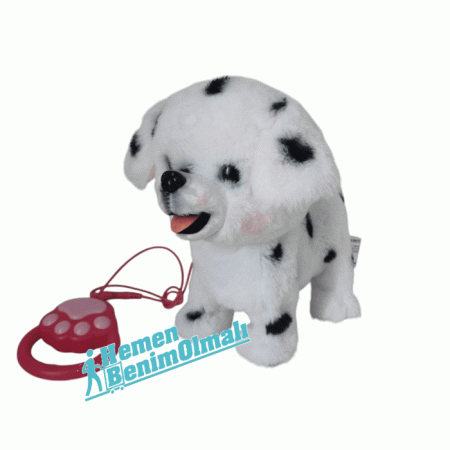 Pelüş Tasmalı Yürüyen-Havlayan Benekli Köpek 25 cm