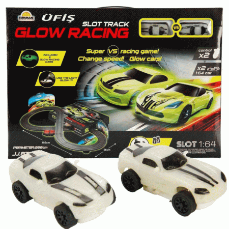 Slot Track Karanlıkta Parlayan Arabalı ve Kumandalı Yarış Pisti 1:64