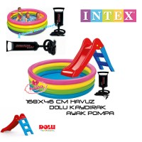 İntex 4 Halkalı Sunset Şişme Havuz Kaydırak  Pompa Hediye