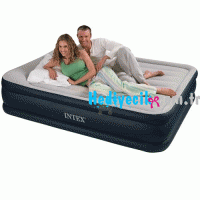 İntex Üç Katlı Çift Kişilik Elektrikli Pompa Entegreli Kadife Korumalı Şişme Yatak