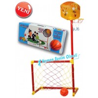 Portatif Futbol Kalesi + Basketbol Potası Set