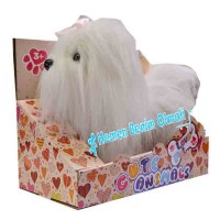 Pilli Sesli Uzun Tüylü Peluş Köpek