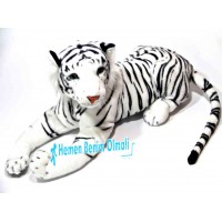  Peluş Sibirya Kaplanı 60 cm Yatan Beyaz Kaplan