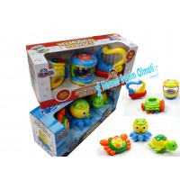 Oyuncak  Çıngırak Pilli Müzikli Işıklı Art Kaplumbağa Salyangoz İskatoz Üçlü Set